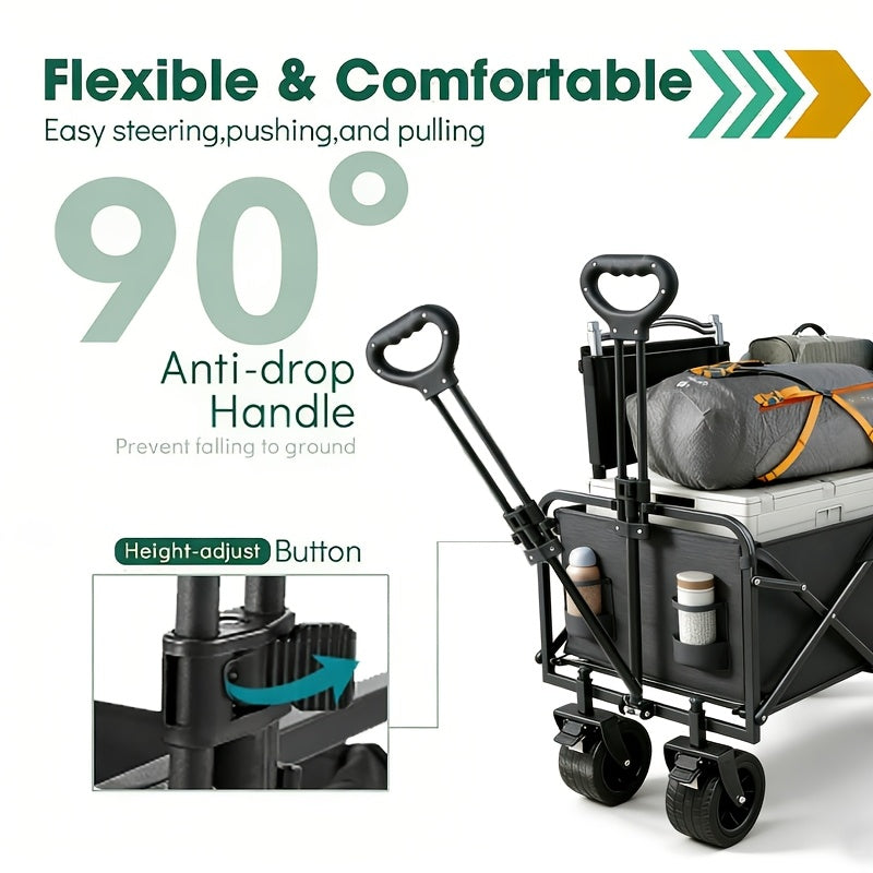 Sturdy And Durable Outdoor Cart That Can Be Folded, Featuring All-Terrain Wheels, a Stainless Steel Frame, And Made from 600D Oxford Fabric. Available in Various Styles, This Spacious Camping Cart Is Perfect for Activities Like Camping, Gardening